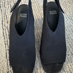 Eileen Fisher Black Knit Slingback Sandals